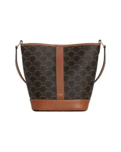 Celine SMALL BUCKET IN TRIOMPHE CANVAS AND CALFSKIN