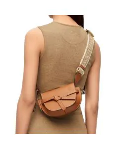 LOEWE Mini Gate Dual bag in soft calfskin and jacquard