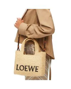 LOEWE Small LOEWE Font tote in raffia