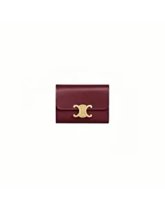 Celine COMPACT WALLET WITH COIN TRIOMPHE IN SHINY CALFSKIN
