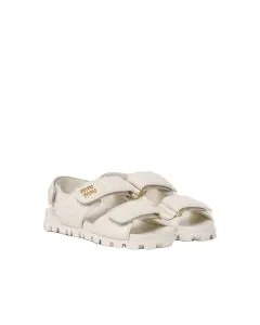 MIU MIU Matelassé nappa leather slides