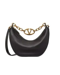 Valentino SMALL VLOGO MOON HOBO BAG IN GRAINY CALFSKIN WITH CHAIN