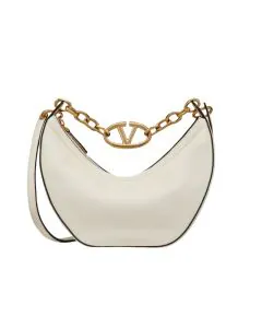 Valentino SMALL VLOGO MOON HOBO BAG IN GRAINY CALFSKIN WITH CHAIN