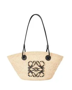 LOEWE Small Anagram Basket bag in iraca palm and calfskin