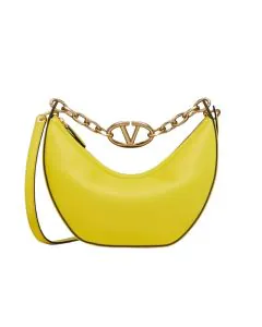 Valentino SMALL VLOGO MOON HOBO BAG IN GRAINY CALFSKIN WITH CHAIN