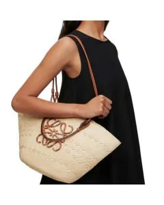 LOEWE Medium Anagram Basket bag in iraca palm and calfskin