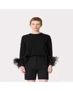 Valentino WOOL SWEATER WITH FEATHERS