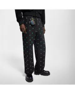 LV Blason Gradient Embroidered Denim Skate Pants