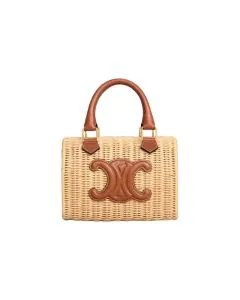 Celine SMALL BOSTON CUIR TRIOMPHE IN WICKER AND CALFSKIN