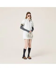 MIU MIU Bonded piqué and technical jersey dress