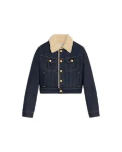 Celine trucker Sherpa jacket in raw wash denim