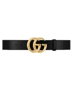 Gucci GG Marmont leather belt with shiny buckle