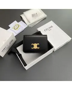 Celine TRIOMPHE COMPACT WALLET IN SHINY CALFSKIN