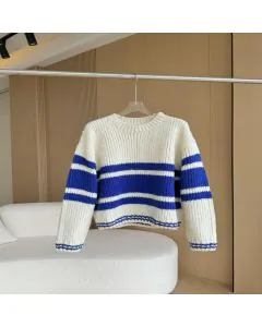 Celine striped crew neck sweater in chunky mohair and wool