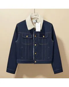 Celine trucker Sherpa jacket in raw wash denim