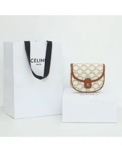 Celine MINI BESACE IN TRIOMPHE CANVAS AND CALFSKIN