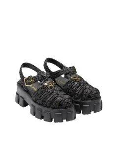 Prada Monolith crochet cage sandals