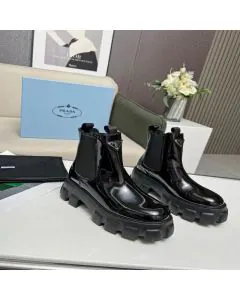 Prada Monolith patent leather booties
