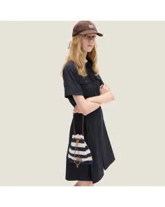 MIU MIU Striped fabric drawstring pouch