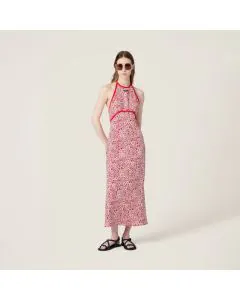 MIU MIU Long floral print crepe de chine dress