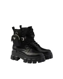 Prada Monolith leather and Re-Nylon boots with pouch