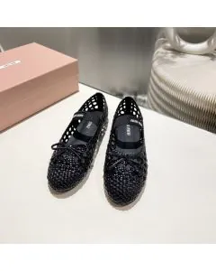MIU MIU Woven nappa leather ballerinas