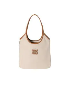 MIU MIU IVY canvas and leather tote bag