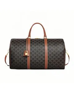 Celine LARGE TRAVEL BAG IN TRIOMPHE CANVAS AND CALFSKIN