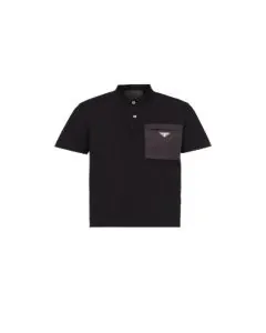 Prada Stretch cotton polo shirt with Re-Nylon details
