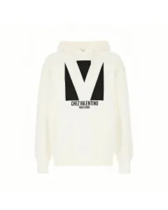 COTTON HOODED SWEATSHIRT WITH CHEZ VALENTINO PRINT