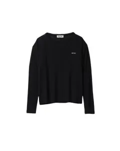 MIU MIU Long-sleeved ribbed jersey T-shirt
