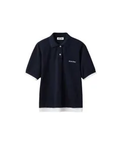MIU MIU Piqué and jersey polo shirt