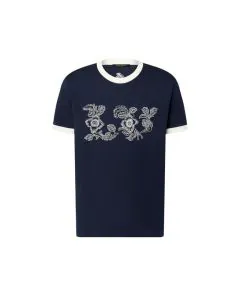 LV Graphic Intarsia Short-Sleeved Cotton Crewneck