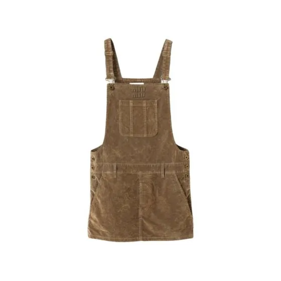 MIU MIU Washed flocked chambray mini-dress